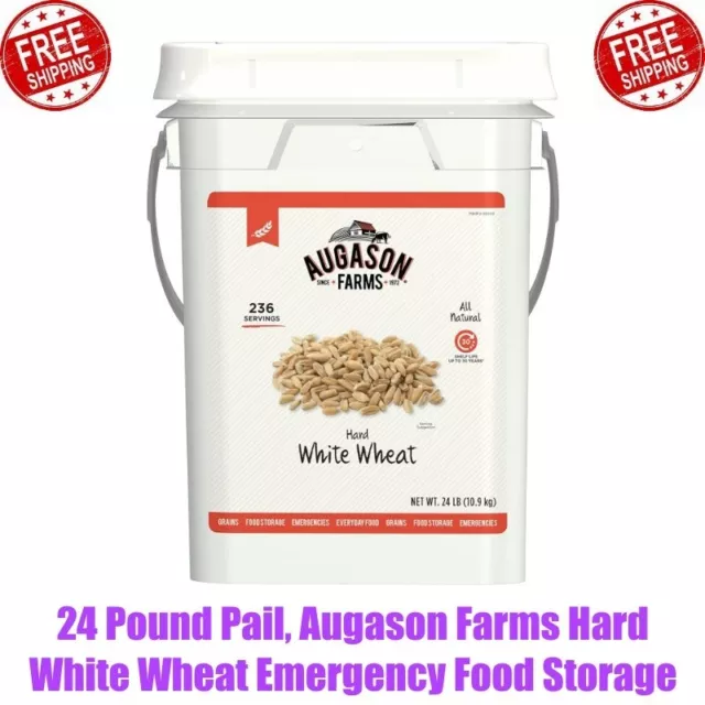 24 Pound Pail, Augason Farms Hard White Wheat Emergency Food Storage