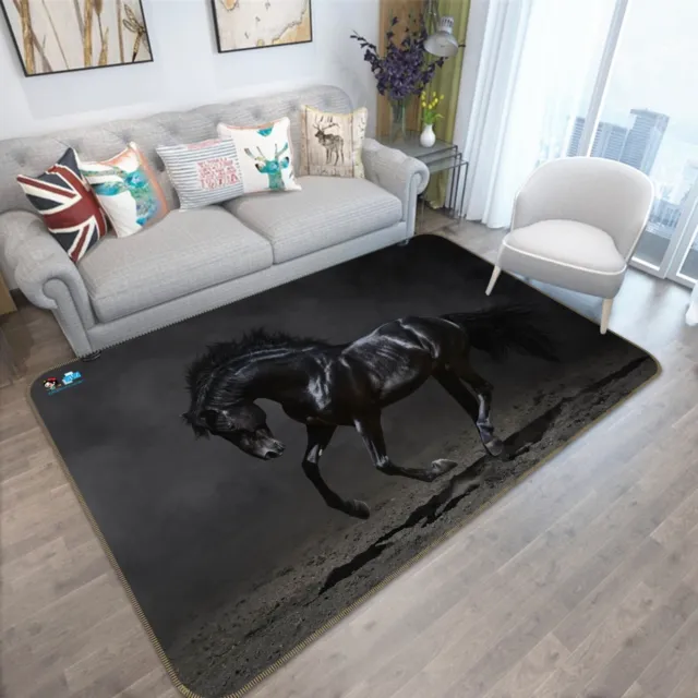 3D Animal Black Horse NBC632581 Game Rug Mat Elegant Photo Carpet Mat Romy