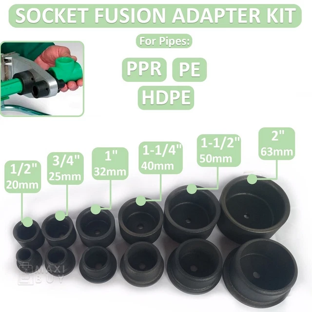 Socket Fusion Heating Adapter Metric for Machine HDPE/PE/PPR v4 BIG Set 20-63 mm