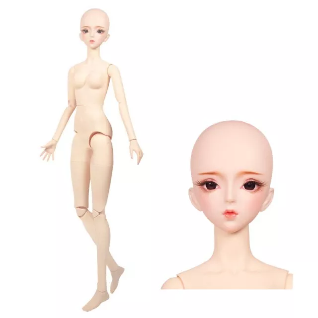 60CM Nude Doll 1/3 BJD NAKED GIRL 24" Ball Jointed Doll Dress Up DIY Toy Gifts