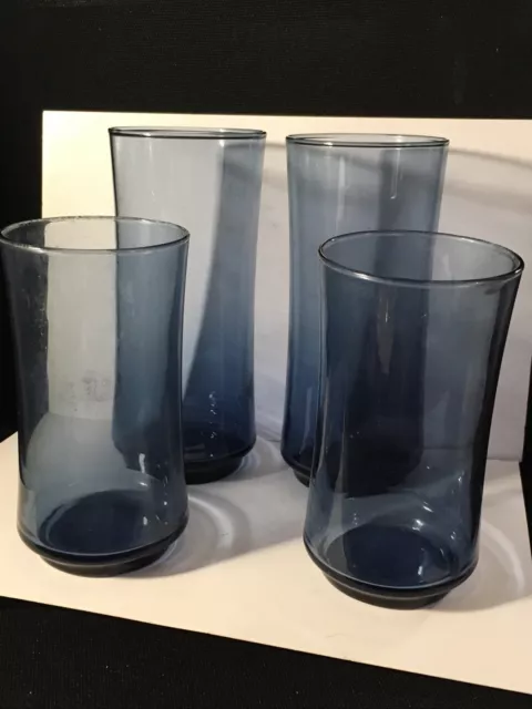 VTG  4 Libbey Bolero Dusky Blue 5.25” & 6.5” Coolers Tumbler Water Glasses Juice