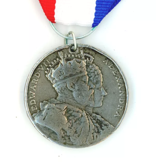 Coronation King Edward VII 1902 medal medallion Ulverston antique royal #3