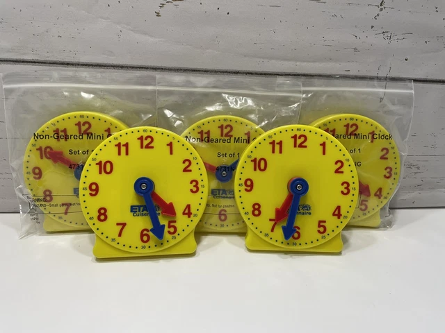 5 NEW ETA Cuisenaire Hand2Mind Learning Clock Non-Geared 4 Inch Clock ...