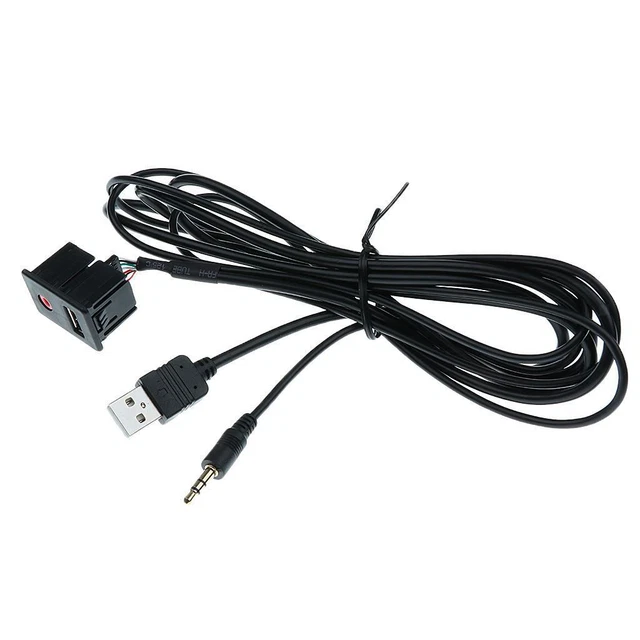 3.5mm Jack Aux and USB Input Extension Cable Connector Universal for Cars