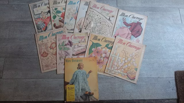 lot 11 revues mon ouvrage 1955 broderie bricolage mode femme enfant tricot