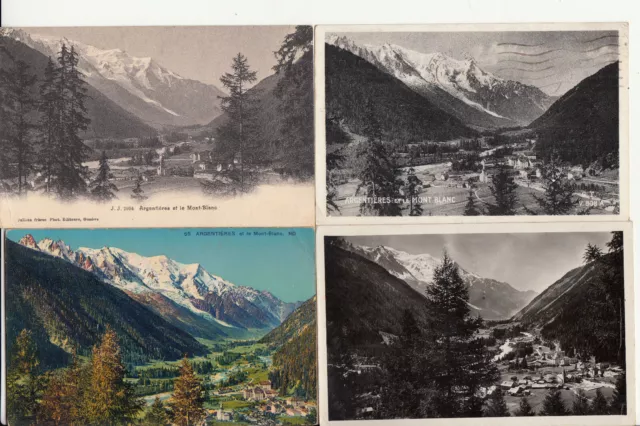 Lot de 4 cartes postales anciennes postcards ARGENTIERES HAUTE-SAVOIE Mont-Blanc