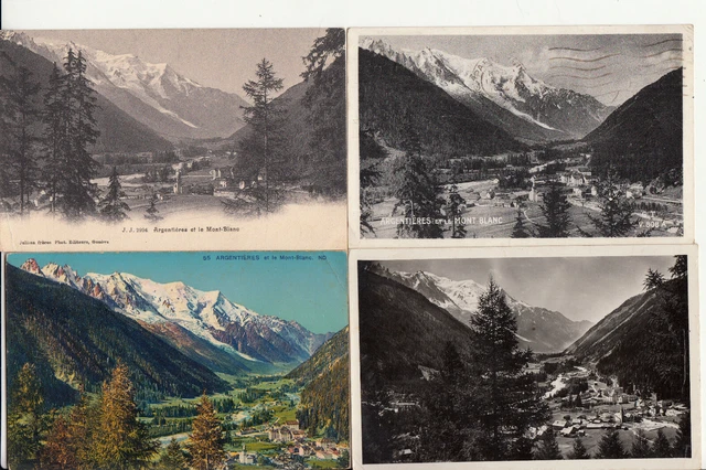 Lot de 4 cartes postales anciennes postcards ARGENTIERES HAUTE-SAVOIE Mont-Blanc