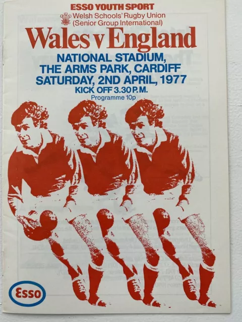 Rugby Programme Wales v England Welsh Schools Rugby Union 1977