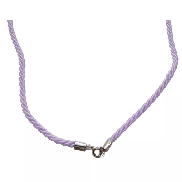 Collana girocollo funetta corda in raso viola con chiusura argento 925 rodiato