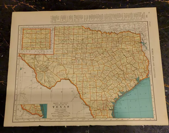 vintage 1939 atlas map of Texas & South Dakota 2 sided 11x14 ready to frame