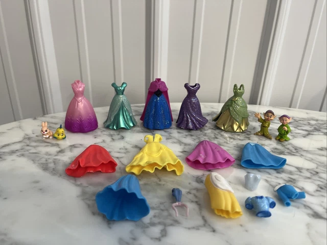 POLLY POCKET DISNEY Princess Magic Clip Dolls Dresses Mermaids And Snap On  Dress $19.99 - PicClick