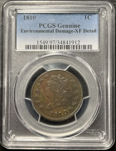 1810 1c Classic Head Large Cent PCGS XF Details (environmental Damage)