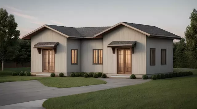 Custom Modern Semi Detached House Plan 2 Bedroom & 2 bathroom With Free CAD File