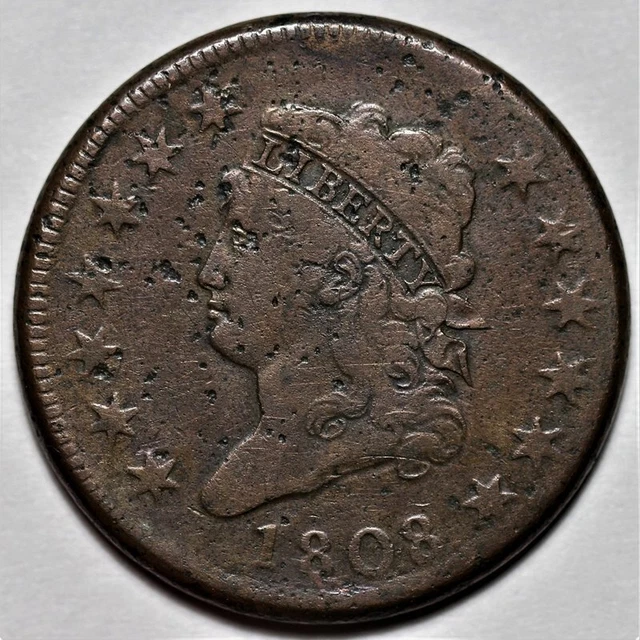 1808 Classic Head Large Cent - US 1c Copper Penny Coin - L39