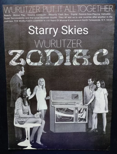 Wurlitzer Zodiac Jukebox 1970 Vintage Print Ad