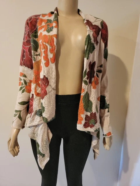 Tabitha (Anthropologie) Open front pointelle knit Multicolor cardigan Size S #C6