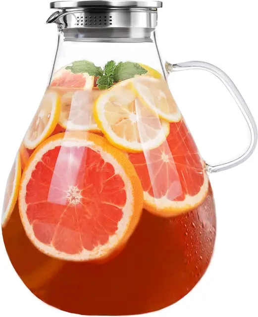 YUNCANG Glass Pitcher with Lid - Water Carafe 108 oz - 3000ML Iced Tea, Juice, -
