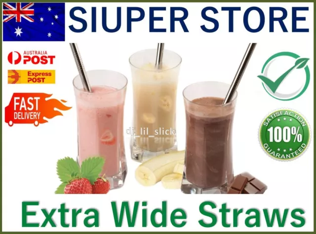 Extra Wide Eco Stainless Steel Drinking Straws Metal Smoothie Straw Bubble Tea