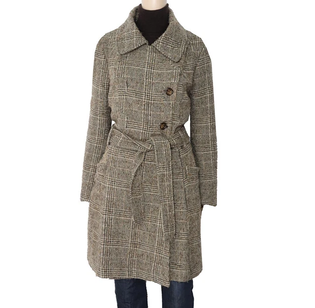 ENRICO COVERI TAGLIA 46IT Misto Lana Cappotto Trench Giacca Lunga
