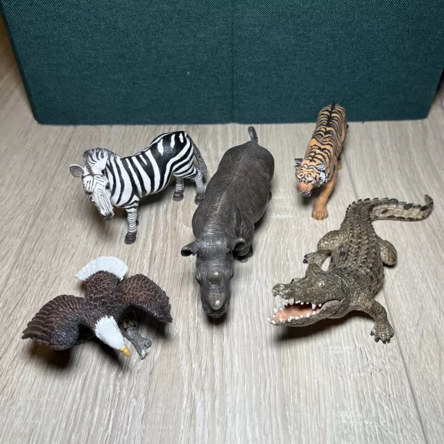 Schleich Wildlife Tiere - Krokodil, Nashorn, Zebra, Tiger, Adler, Löwe, Luchs