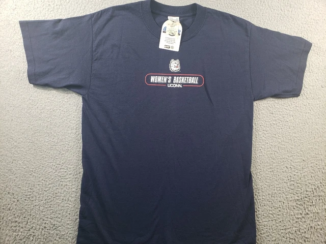 UCONN Huskies Women's Size Large Short Sleeve Shirt Basketball Blue 100% Cotton