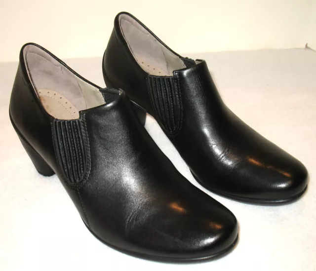 NEW Women's Ecco Ankle Bootie EU 39/US 8 Black Leather Slip on Comfort  Heel