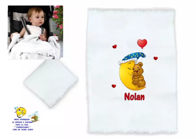 plaid bébé personnalisé cadeau naissance prenom texte choix réf 14