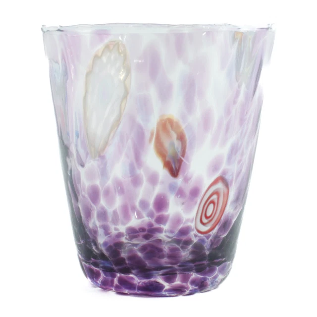 Murano Verre Buvant Verre Gobelet Violet Rouge Fait Main Millefiori 11cm