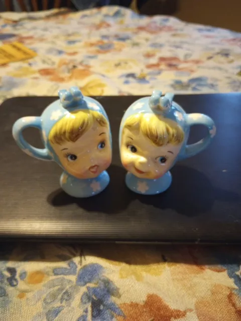 Vintage Napco Miss Cutie Pie Salt & Pepper Shakers #43510/BL