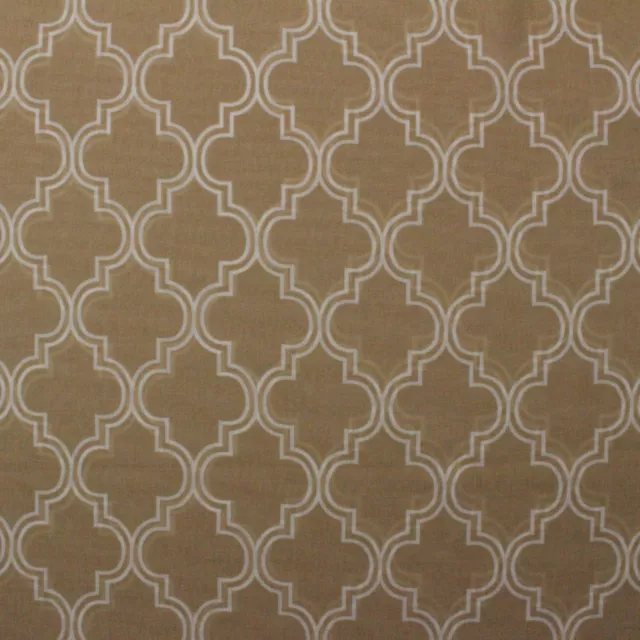 Europatex Alice Sand Beige White Printed Sheer Trellis Fabric By Yard 110" Wide