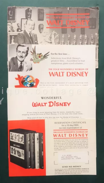 orig vintage WALT DISNEY mailed FOUR WONDERFUL WORLDS ADS cover letter pamphlet