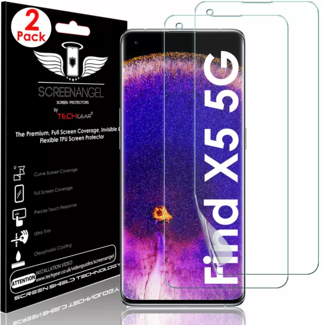 2x TECHGEAR (TPU) FULL COVERAGE Screen Protectors for Oppo Find X5 5G