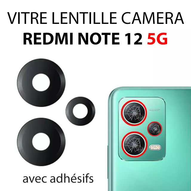 Pour Xiaomi Redmi Note 12 5G Lentille Camera Arrière Vitre Verre Lens Glass 3pcs