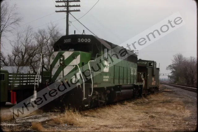 Original Slide Burlington Northern BN 3000 EMD GP40 Rochelle ILL 10-1987