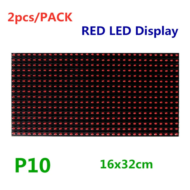 2pcs RED LED Dot Matrix Displays P10 Dot Matrix Module Red Sign 16x32cm