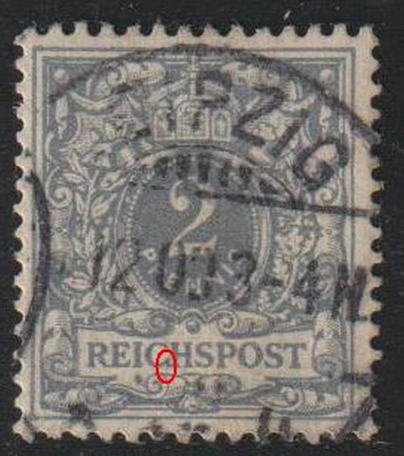 DR 52 Plattenfehler I Krone Adler 2 Pf. gestempelt, gepr. BPP (G4)