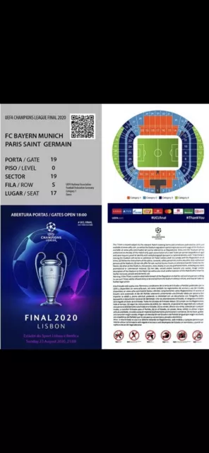 Biglietto Repro Finale Uefa Champions League Lisbona 2020 Bayern Monaco - Psg
