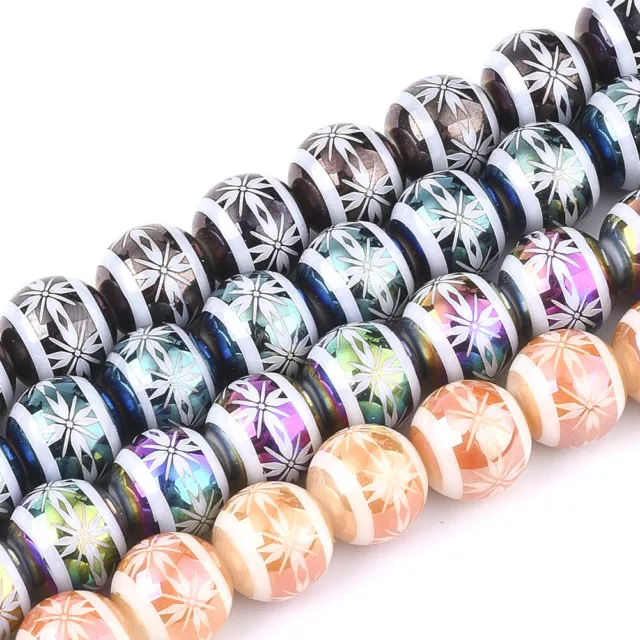 5 Strd Colorful Electroplate Glass Beads Round Loose Spacer Craft Beads 8x7.5mm