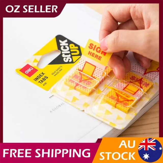 3x Deli Square Tab Sticker Sticky Note Markers Paper Memo Pad Flags Index Tabs