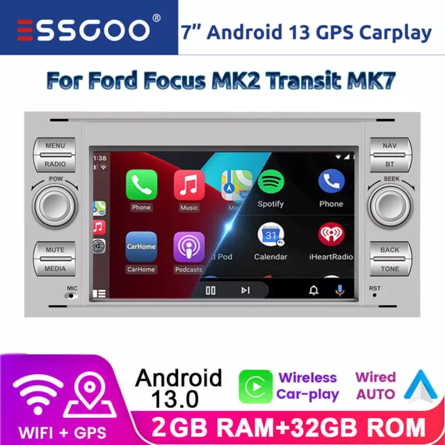 For Ford Focus MK2 MK7 Transit Car Stereo Radio Carplay GPS Android 13 Head Unit