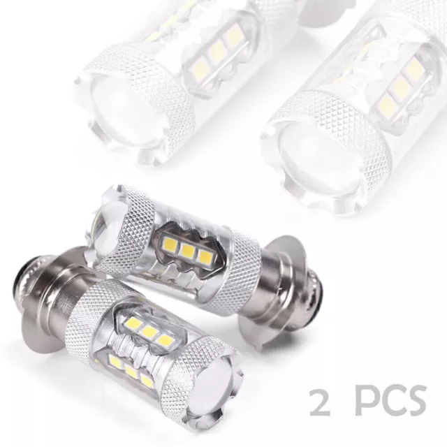 2x Motor DRL Fog Lamp Headlight LED Light Bulb PX15D 16 SMD LED 80W White GZ