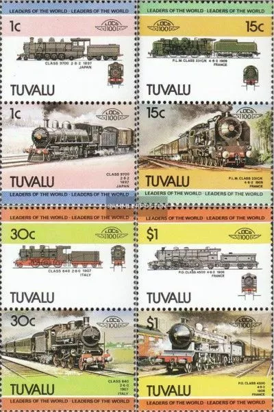 Tuvalu 248-255 Paare (kompl.Ausg.) postfrisch 1984 Lokomotive