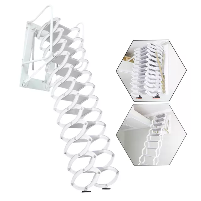 Folding Ladder Loft Stairs/Wall Mounted Folding Ladder Loft Stairs Attic 12Steps