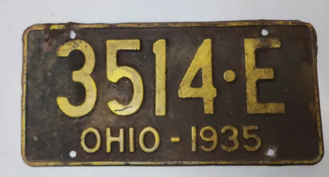 Vintage 1935 Ohio Passenger License Plate