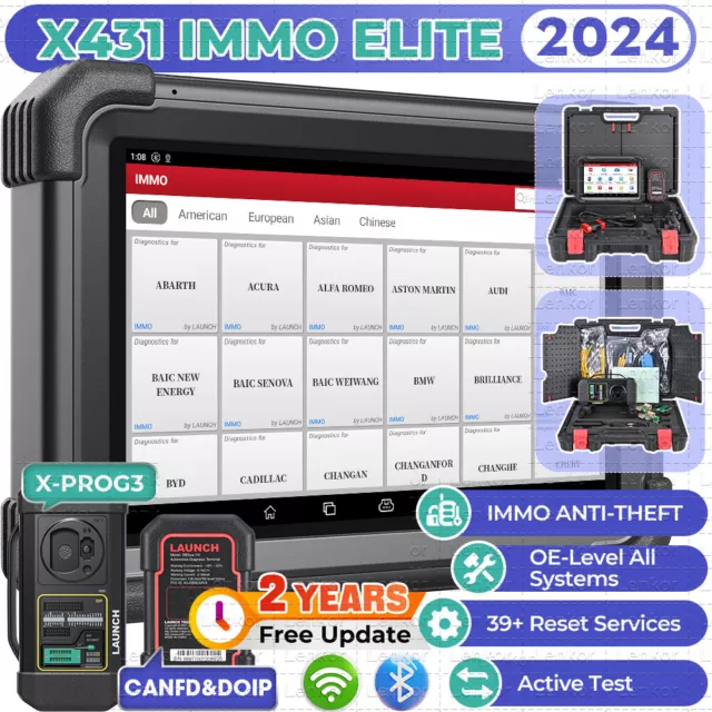 2024 LAUNCH X431 IMMO ELITE Outils Clé Key IMMO Programmier Codage scanners OBD2