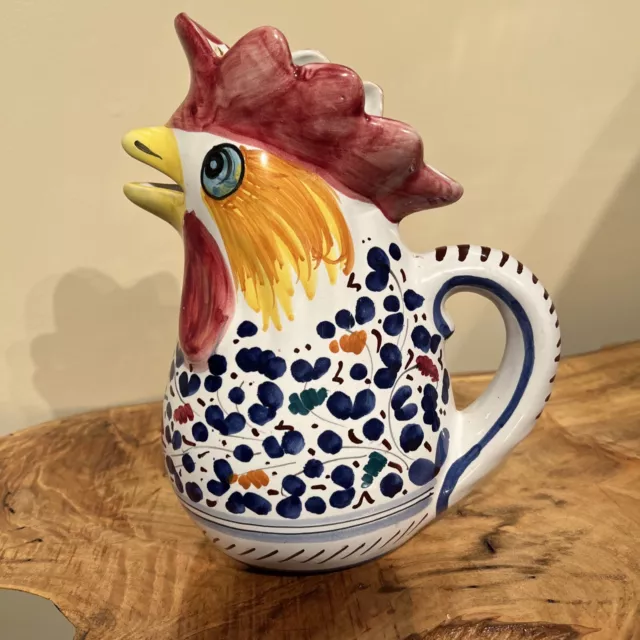 Siena Italy Italian Pottery Chicken Rooster Creamer Pitcher Deruta Style Vintage