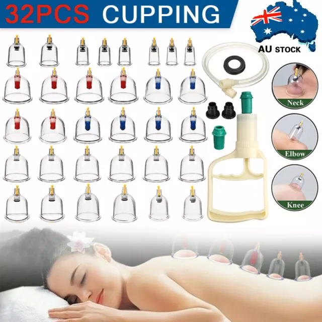 32 Cups Set Vacuum Massage Cupping Kit Pain Relief Acupuncture Suction Massager