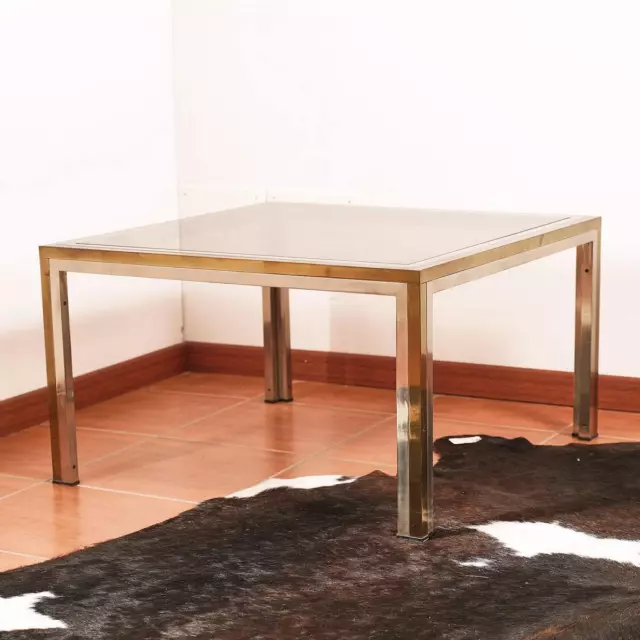 Tavolino Di Design Anni 70, Vetro E Metallo Cromato