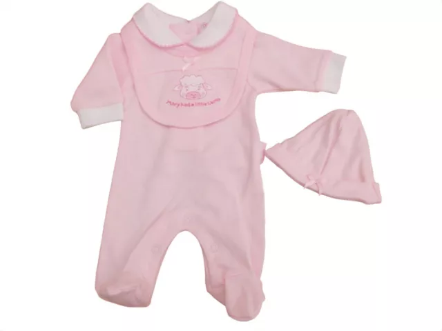 BNWT Piccolo Prematuro Baby Ragazze 3 Pezzi Tutina Bavaglino Cappello 1.4-2.3kg