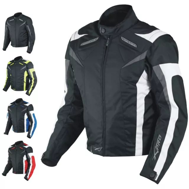 Giacca Tessuto Moto Protezioni CE Manica Staccabile Gilet Termico Removibile